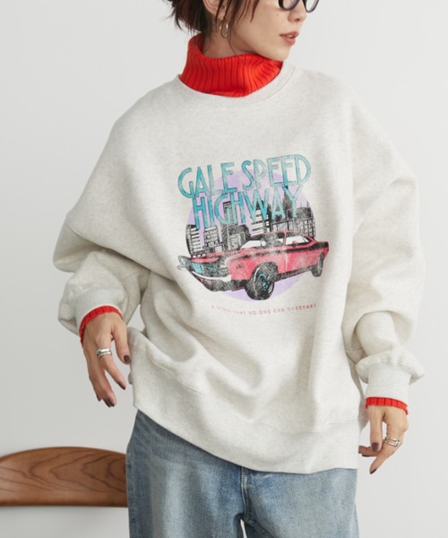 Auntie Rosa Holiday(アンティローザホリデー)の「裏起毛ヴィンテージライクCARスウェット(スウェット・レディース・チャコールグレー/ナチュラル・FREE)」の6枚目の写真