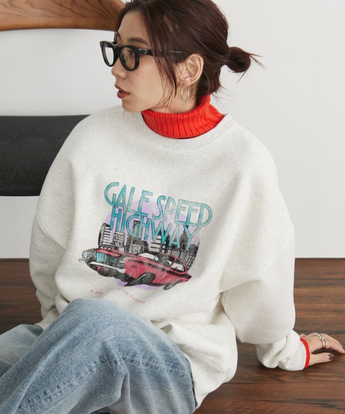 Auntie Rosa Holiday(アンティローザホリデー)の「裏起毛ヴィンテージライクCARスウェット(スウェット・レディース・チャコールグレー/ナチュラル・FREE)」の3枚目の写真