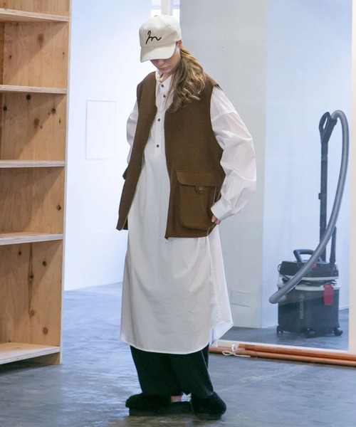 my beautiful landlet（マイビューティフルランドレット）の「【my beautiful landlet】MELTON FABRIC VEST（ベスト・メンズ・ネイビー/オートミール/ブラウン/ブラック・1/0）」の10枚目の写真