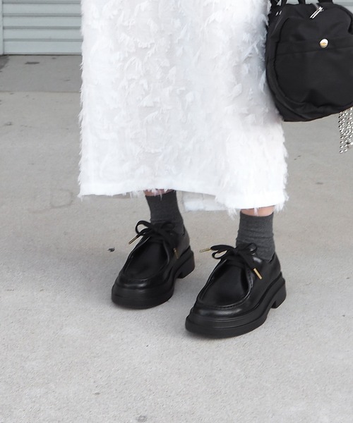 セール】レースアップモカシンシューズ（ローファー）｜minia