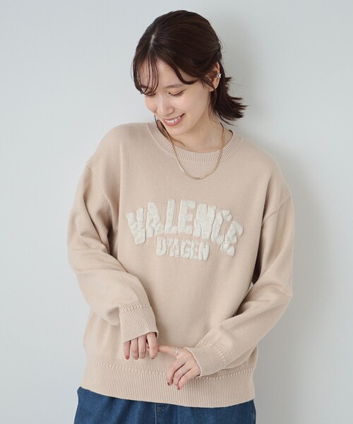 SHOO・LA・RUE(シューラルー)の「◆【静電気軽減/洗える/S-LL】もちもち ふっくらロゴニット(ニット/セーター・レディース・ダークグレー/ライトグリーン/ブラック/ライトベージュ・01/02/03/04)」の4枚目の写真