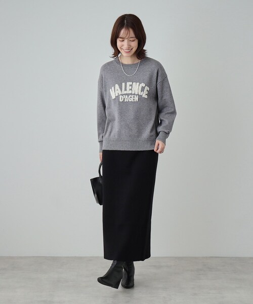 SHOO・LA・RUE(シューラルー)の「◆【静電気軽減/洗える/S-LL】もちもち ふっくらロゴニット(ニット/セーター・レディース・ダークグレー/ライトグリーン/ブラック/ライトベージュ・01/02/03/04)」の7枚目の写真