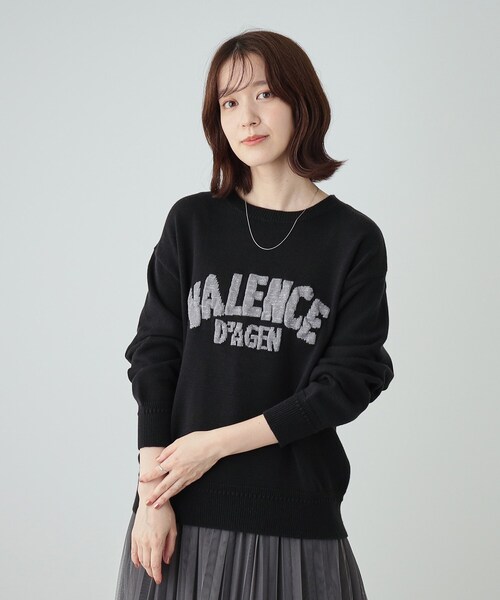 SHOO・LA・RUE(シューラルー)の「◆【静電気軽減/洗える/S-LL】もちもち ふっくらロゴニット(ニット/セーター・レディース・ダークグレー/ライトグリーン/ブラック/ライトベージュ・01/02/03/04)」の9枚目の写真