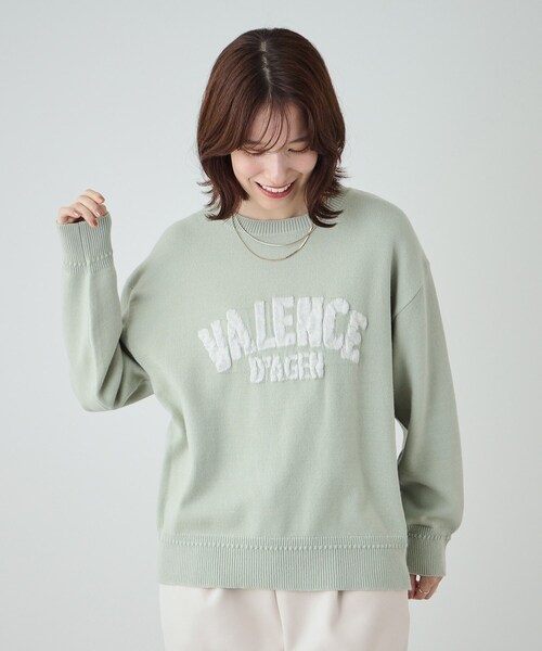 SHOO・LA・RUE(シューラルー)の「◆【静電気軽減/洗える/S-LL】もちもち ふっくらロゴニット(ニット/セーター・レディース・ダークグレー/ライトグリーン/ブラック/ライトベージュ・01/02/03/04)」の13枚目の写真