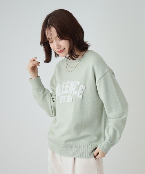 SHOO・LA・RUE(シューラルー)の「◆【静電気軽減/洗える/S-LL】もちもち ふっくらロゴニット(ニット/セーター・レディース・ダークグレー/ライトグリーン/ブラック/ライトベージュ・01/02/03/04)」の14枚目の写真