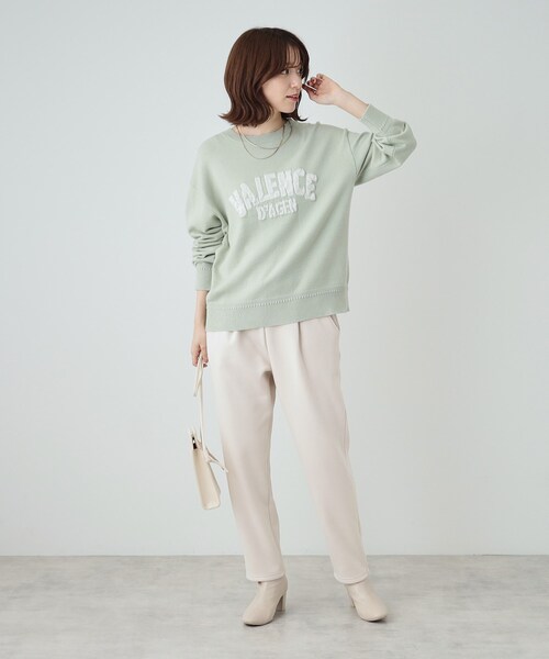 SHOO・LA・RUE(シューラルー)の「◆【静電気軽減/洗える/S-LL】もちもち ふっくらロゴニット(ニット/セーター・レディース・ダークグレー/ライトグリーン/ブラック/ライトベージュ・01/02/03/04)」の15枚目の写真