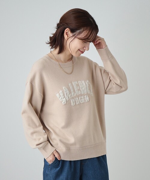 SHOO・LA・RUE(シューラルー)の「◆【静電気軽減/洗える/S-LL】もちもち ふっくらロゴニット(ニット/セーター・レディース・ダークグレー/ライトグリーン/ブラック/ライトベージュ・01/02/03/04)」の17枚目の写真