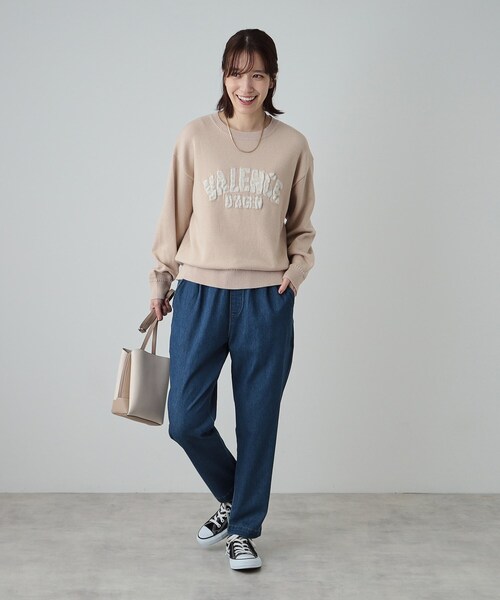 SHOO・LA・RUE(シューラルー)の「◆【静電気軽減/洗える/S-LL】もちもち ふっくらロゴニット(ニット/セーター・レディース・ダークグレー/ライトグリーン/ブラック/ライトベージュ・01/02/03/04)」の19枚目の写真