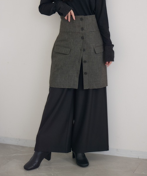KATHARINE ROSS(キャサリンロス)の「【KATHARINE ROSS】レイヤードスカートビスチェ(スカート・レディース・ブラック/ブラウン・MEDIUM)」の1枚目の写真
