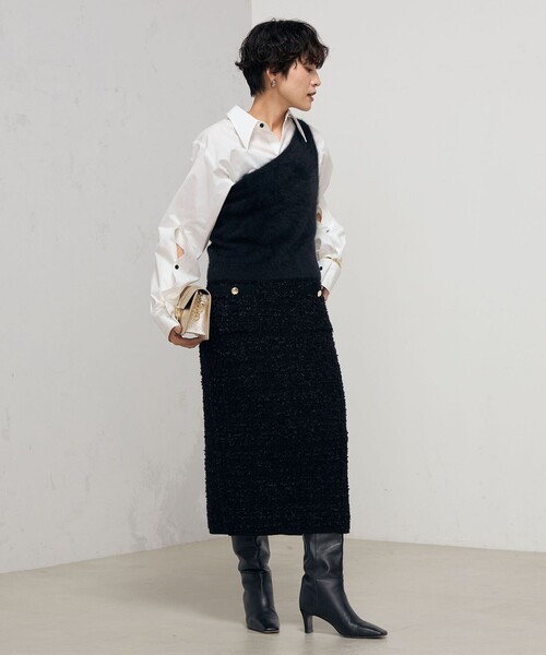 Rie Miller（リエミラー）の「カシミヤ混アシメトリーニットビスチェ 