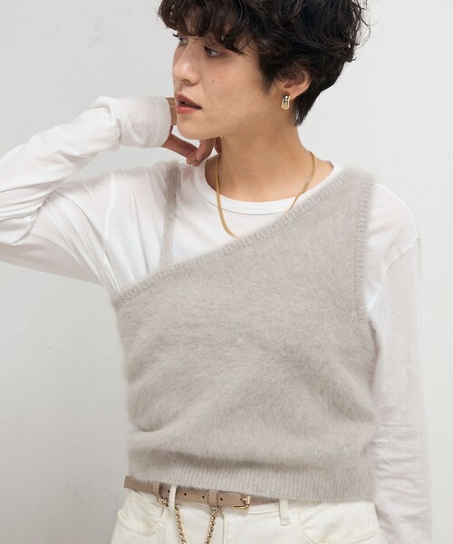 Rie Miller（リエミラー）の「カシミヤ混アシメトリーニットビスチェ 