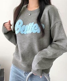 ロゴクルーネックニット