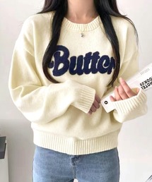 ロゴクルーネックニット