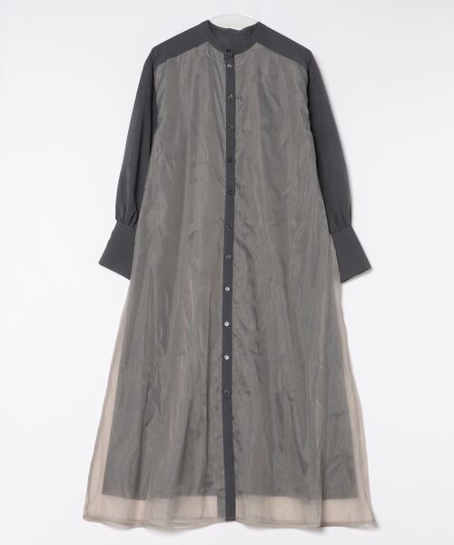 STYLEBLOCK（スタイルブロック）の「TNピーチ×オーガンジーレイヤードワンピース（ワンピース・レディース・ブラック/チャコールグレー/グレイッシュベージュ・M）」の2枚目の写真