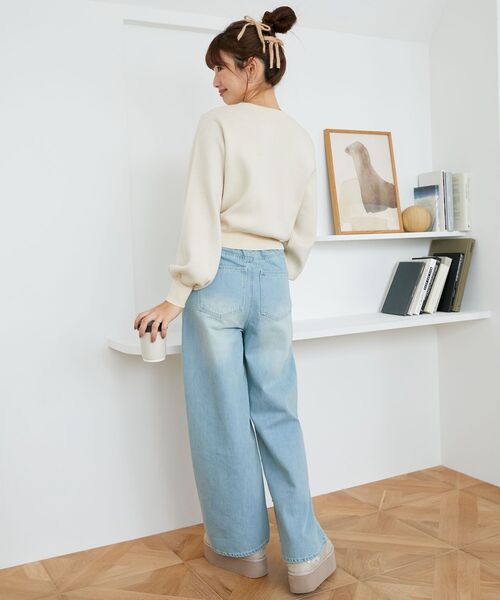 MAJESTIC LEGON(マジェスティックレゴン)の「アーガイル柄リボンカーデ(カーディガン/ボレロ・レディース・ホワイト系その他2/レッド系その他2/ブルー系その他4/グレー系その他・MEDIUM)」の7枚目の写真