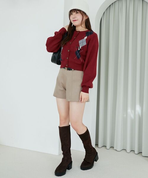 MAJESTIC LEGON(マジェスティックレゴン)の「アーガイル柄リボンカーデ(カーディガン/ボレロ・レディース・ホワイト系その他2/レッド系その他2/ブルー系その他4/グレー系その他・MEDIUM)」の14枚目の写真