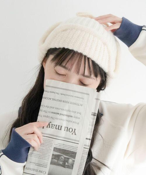 WEGO（ウィゴー）の「WEGO/イヤーフラップリブニットキャップ（ニットキャップ/ビーニー・レディース・ブラック/オフホワイト/ブラウン・FREE）」の2枚目の写真