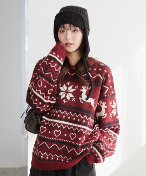 WEGO（ウィゴー）の「WEGO/イヤーフラップリブニットキャップ（ニットキャップ/ビーニー・レディース・ブラック/オフホワイト/ブラウン・FREE）」の7枚目の写真