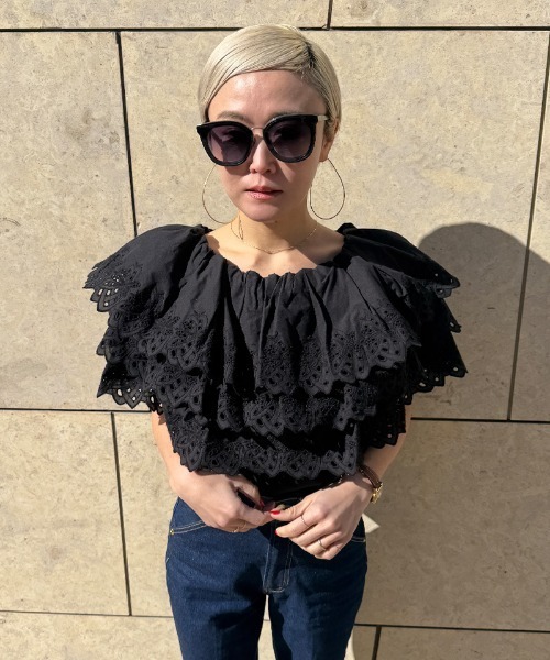JENNE(ジェンヌ)の「2WAYボリュームレースブラウス(その他トップス・レディース・ブラック/ホワイト・LARGE/MEDIUM/SMALL)」の10枚目の写真