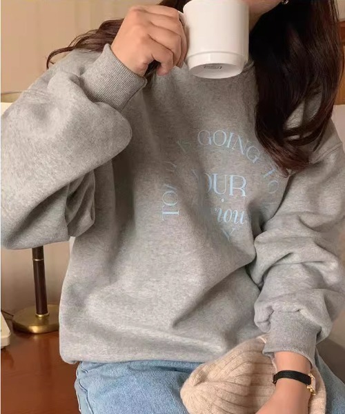 efill（エフィル）の「プリント 長袖 ベルベット / スウェット（スウェット・レディース・グレー・FREE）」の2枚目の写真