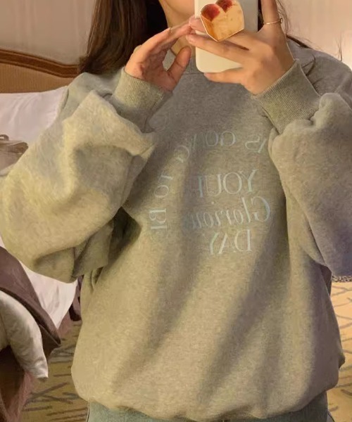 efill（エフィル）の「プリント 長袖 ベルベット / スウェット（スウェット・レディース・グレー・FREE）」の3枚目の写真