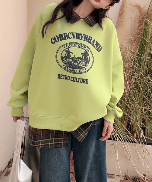 aimoha(アイモハ)の「レイヤード裏起毛スウェットプルオーバー(スウェット・レディース・杢グレー/ブラック/ベージュ/ワインレッド/ピンク・FREE)」の19枚目の写真