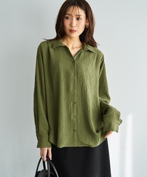 STYLE DELI | シボ入りガーゼ調V開きシャツ(シャツ/ブラウス)