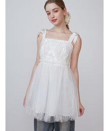 CALNAMUR | 2WAY LAYERED TAPE RIBBON TULLE TUNIC/2WAYレイヤードテープリボンチュールチュニック(シャツ/ブラウス)