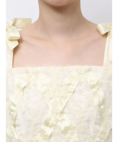 CALNAMUR（カルナムール）の「2WAY LAYERED TAPE RIBBON TULLE TUNIC/2WAYレイヤードテープリボンチュールチュニック（シャツ/ブラウス・レディース・イエロー/オフホワイト/グレー・FREE）」の7枚目の写真