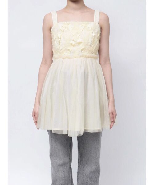 CALNAMUR（カルナムール）の「2WAY LAYERED TAPE RIBBON TULLE TUNIC/2WAYレイヤードテープリボンチュールチュニック（シャツ/ブラウス・レディース・イエロー/オフホワイト/グレー・FREE）」の13枚目の写真