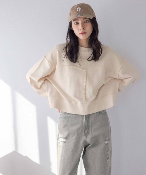 LOWRYS FARM(ローリーズファーム)の「ピグメントリメイクウラケプルオーバー 293629(スウェット・レディース・ブラック/ピンク/アイボリー・FREE)」の6枚目の写真