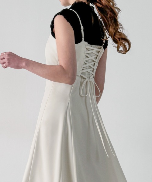 セール】バックレースアップフレアキャミワンピース[高身長サイズMT/低