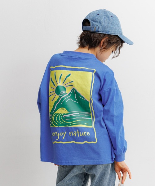 BAYFLOW（ベイフロー）の「[綿100%]アソートプリントBIGロンT(KIDS)（Tシャツ/カットソー・キッズ・オレンジ/アイボリー/ブルー・110cm/120cm/130cm/140cm/150cm）」の2枚目の写真