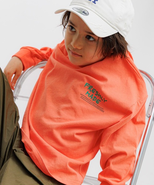 BAYFLOW（ベイフロー）の「[綿100%]アソートプリントBIGロンT(KIDS)（Tシャツ/カットソー・キッズ・オレンジ/アイボリー/ブルー・110cm/120cm/130cm/140cm/150cm）」の7枚目の写真