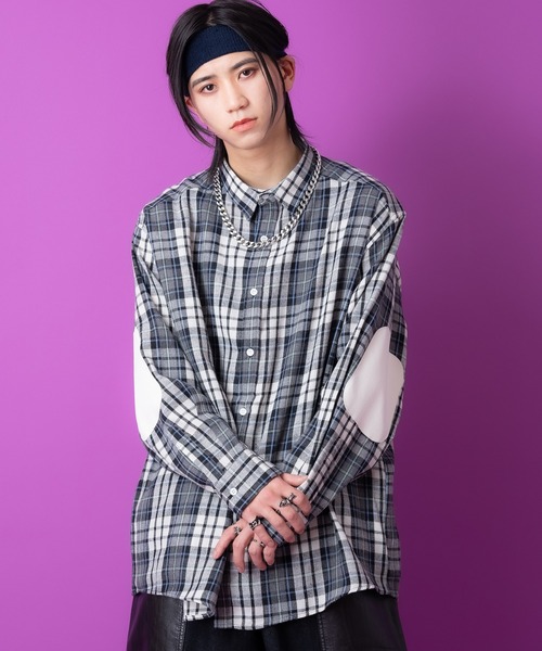 a.p.o.v.（エーピーオービー）の「a.p.o.v. 合成皮革エルボーパッチチェックネルシャツ（シャツ/ブラウス・メンズ・ブラック/ミント/ピンク・ONESIZE）」の6枚目の写真