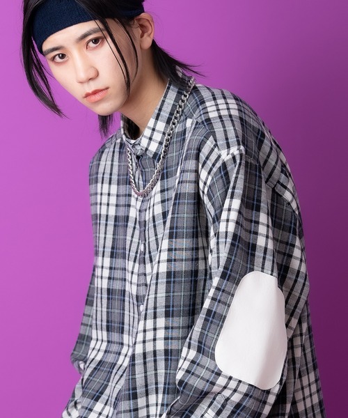 a.p.o.v.（エーピーオービー）の「a.p.o.v. 合成皮革エルボーパッチチェックネルシャツ（シャツ/ブラウス・メンズ・ブラック/ミント/ピンク・ONESIZE）」の7枚目の写真