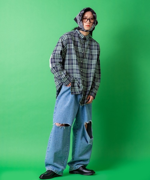 a.p.o.v.（エーピーオービー）の「a.p.o.v. 合成皮革エルボーパッチチェックネルシャツ（シャツ/ブラウス・メンズ・ブラック/ミント/ピンク・ONESIZE）」の16枚目の写真