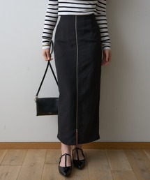 【一部店舗限定】フロントZIPストレッチハイウエストスカート