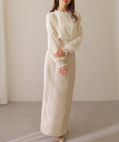 Lace Ladies(レースレディース)の「キャンディスリーブ ラウンドネック 総レース 長袖 ブラウス(シャツ/ブラウス・レディース・アイボリー/ピンク/ホワイト/ブラック・FREE/S)」の11枚目の写真