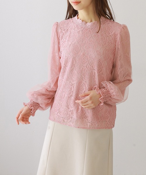 Lace Ladies(レースレディース)の「キャンディスリーブ ラウンドネック 総レース 長袖 ブラウス(シャツ/ブラウス・レディース・アイボリー/ピンク/ホワイト/ブラック・FREE/S)」の20枚目の写真