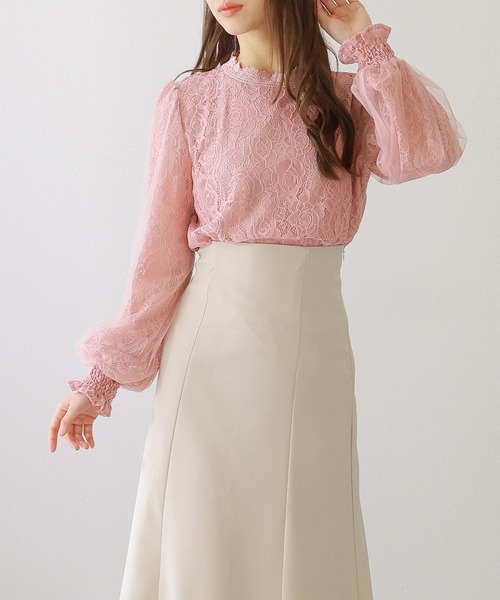 Lace Ladies(レースレディース)の「キャンディスリーブ ラウンドネック 総レース 長袖 ブラウス(シャツ/ブラウス・レディース・アイボリー/ピンク/ホワイト/ブラック・FREE/S)」の22枚目の写真