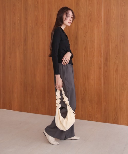 Bab(バブ)の「フロントギャザーデザインカットソー(Tシャツ/カットソー・レディース・グレー/オフホワイト/ブラック・M)」の16枚目の写真