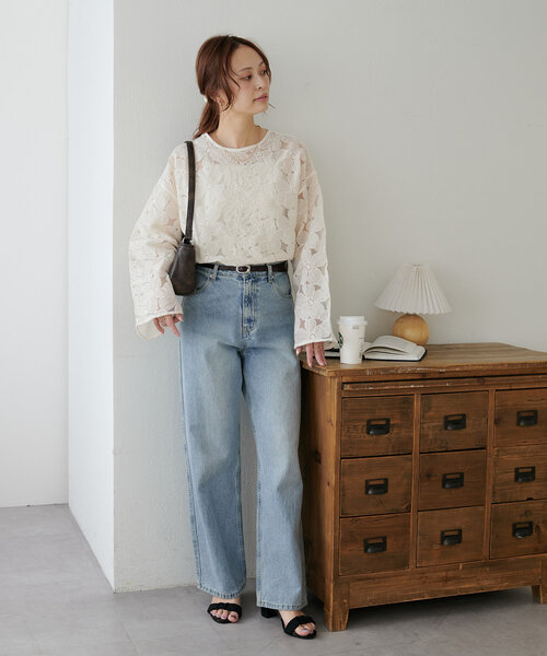 DISCOAT 生地レースクロップドブラウス Discoat｜生地レースクロップドブラウス | Rakuten Fashion(楽天