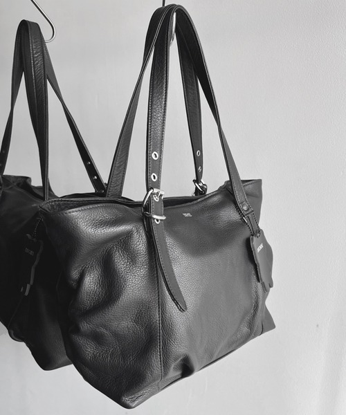 ディケイド トートバッグ オイルドカウレザートートバッグ DCD-01028 ブラック DECADE - オイルドカウレザー ダブルジップトートバッグ ⁄ DCD-01028