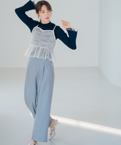 セール】2025春夏新作 チュールサスペンダーワイドパンツ