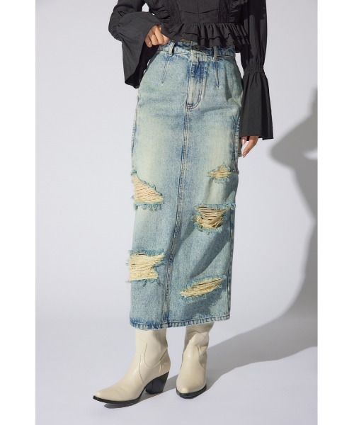 rienda(リエンダ)の「サイドオープンレイヤードデニムスカート 春服 夏服(デニムスカート・レディース・ライトブルー/ブルー・X-SMALL/MEDIUM/SMALL)」の6枚目の写真