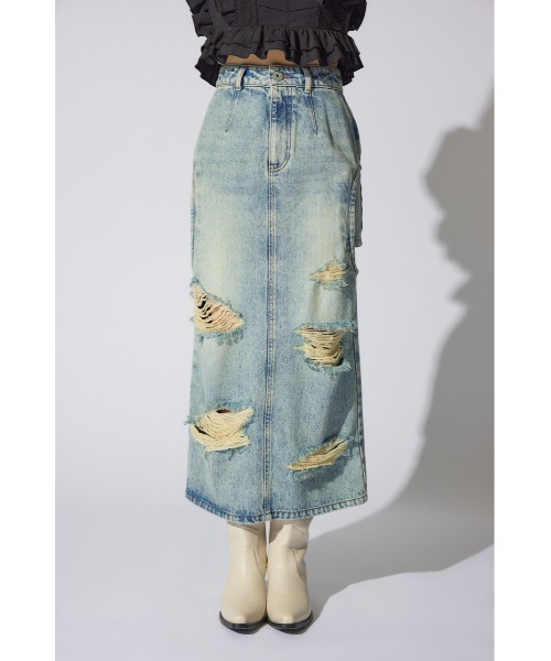 rienda(リエンダ)の「サイドオープンレイヤードデニムスカート 春服 夏服(デニムスカート・レディース・ライトブルー/ブルー・X-SMALL/MEDIUM/SMALL)」の7枚目の写真