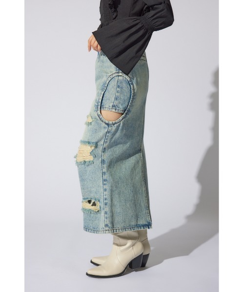 rienda(リエンダ)の「サイドオープンレイヤードデニムスカート 春服 夏服(デニムスカート・レディース・ライトブルー/ブルー・X-SMALL/MEDIUM/SMALL)」の8枚目の写真