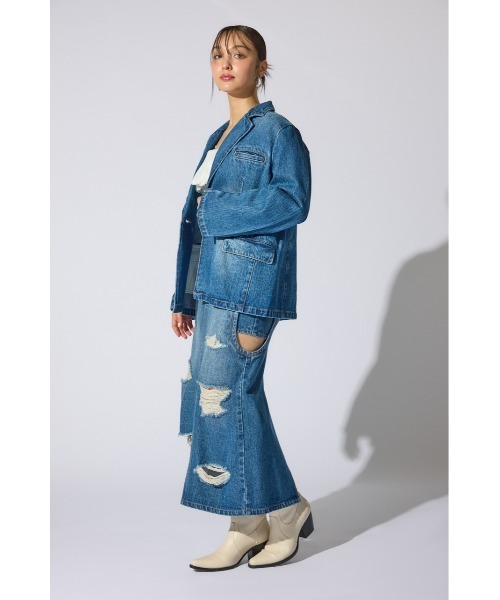 rienda(リエンダ)の「サイドオープンレイヤードデニムスカート 春服 夏服(デニムスカート・レディース・ライトブルー/ブルー・X-SMALL/MEDIUM/SMALL)」の10枚目の写真