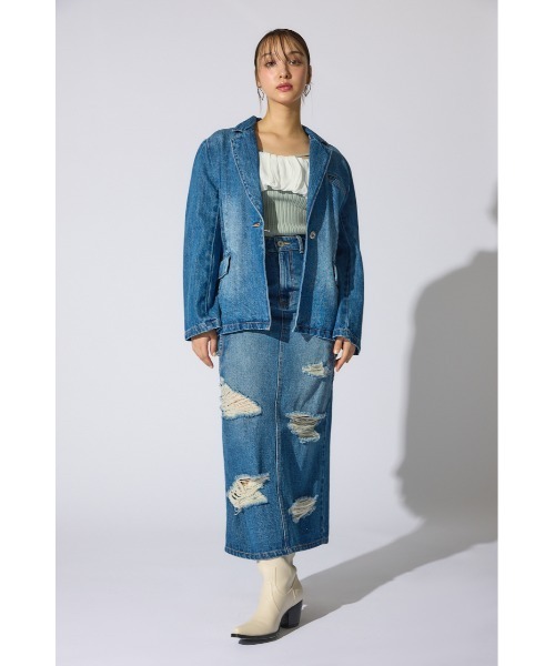 rienda(リエンダ)の「サイドオープンレイヤードデニムスカート 春服 夏服(デニムスカート・レディース・ライトブルー/ブルー・X-SMALL/MEDIUM/SMALL)」の11枚目の写真